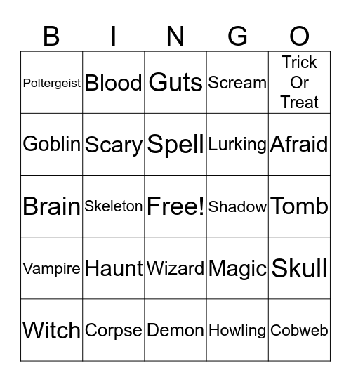 Halloween Bingo Card