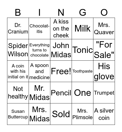 Chocolate Touch Bingo Card