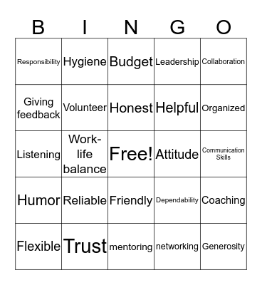 Soft Skills Bingo Card