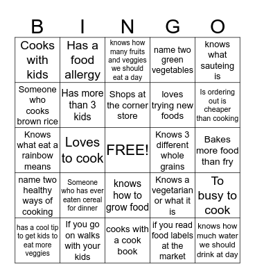 Meet the other Parents  Bingo Card