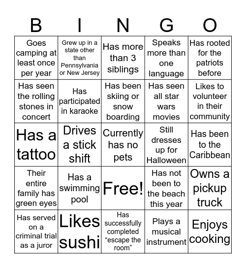 Untitled Bingo Card