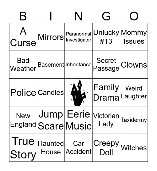 HORROR MOVIE BINGO Card