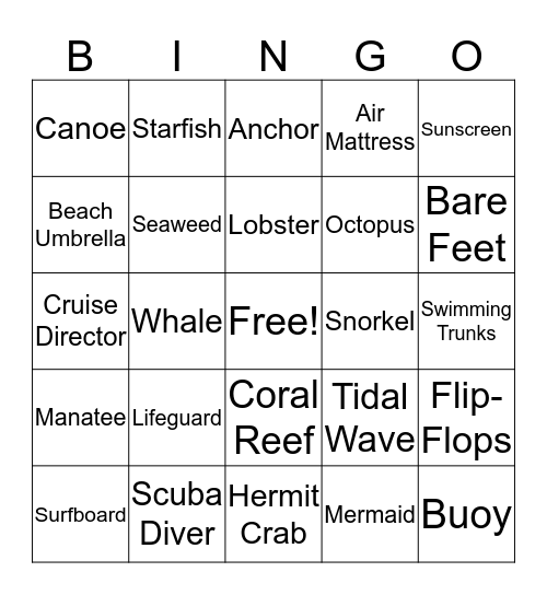 By the Sea, By the Sea Bingo Card