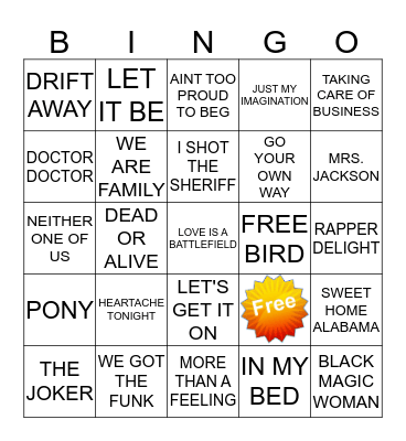 KAMIKAZE KARAOKE 925 Bingo Card