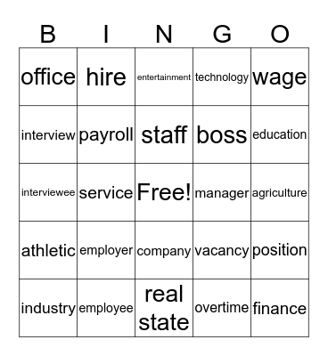 Jobs and Careers Bingo Card