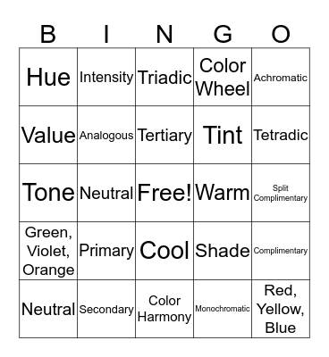 Color Theory Bingo Card