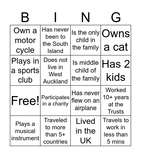 CARE Bingo Card