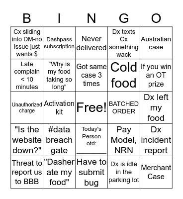 OT Social Team Bingo  Bingo Card