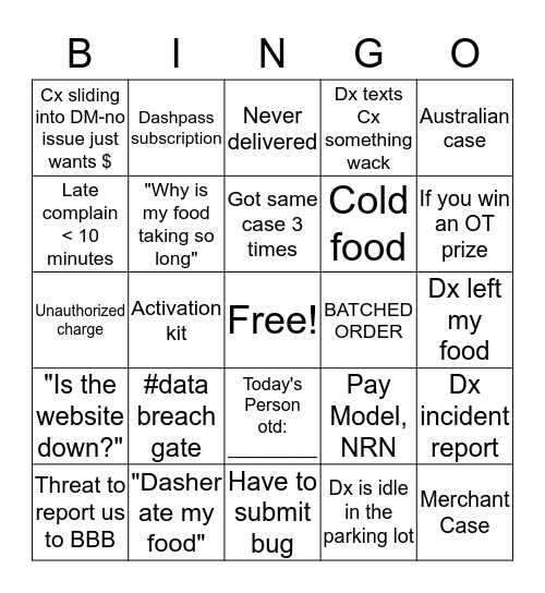 OT Social Team Bingo  Bingo Card