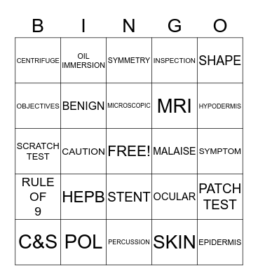 MA 130 Bingo Card