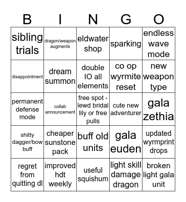 anni strim bingo Card