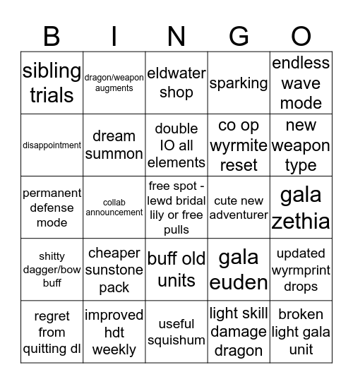 anni strim bingo Card