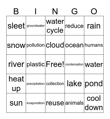 Water Cycle Bingo Card