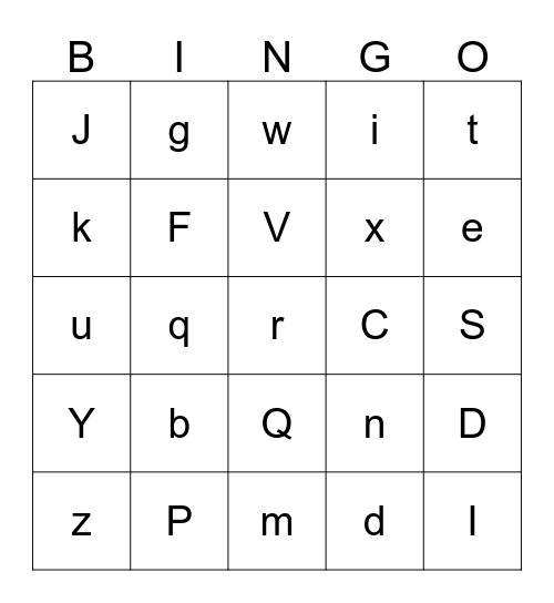 ABC BINGO Card