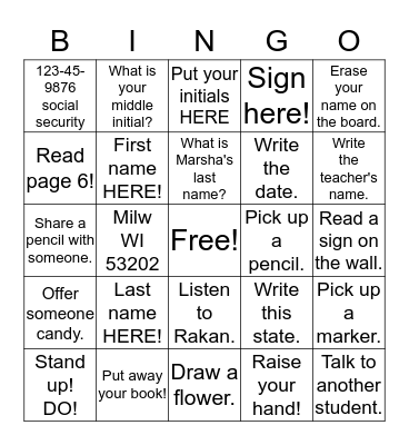 OPD and ME - Filling Forms and Classroom Verbs Bingo Card