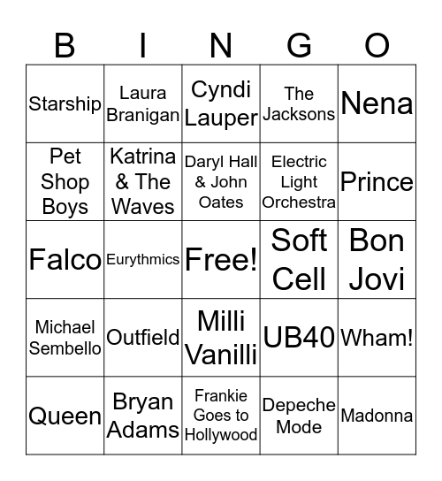 Song Set #2 Bingo Card