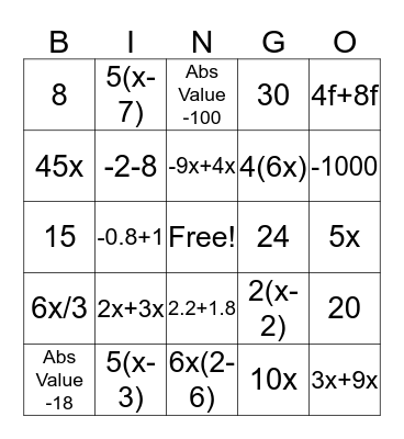 Ms.V's MATH ROCKS Bingo Card