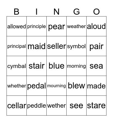 Red 134 Bingo Card