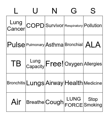 LUNGS  Bingo Card
