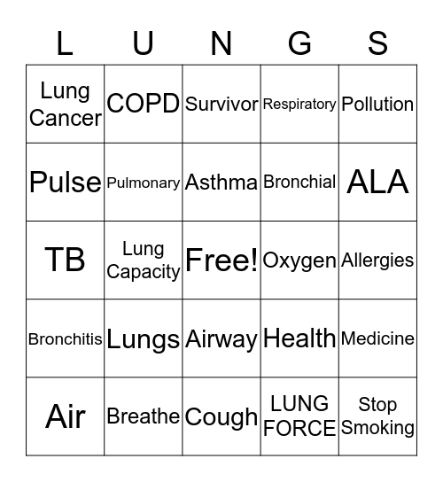 LUNGS  Bingo Card