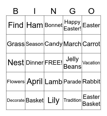 Deer Park Gardens Easter Bingo!!! Bingo Card