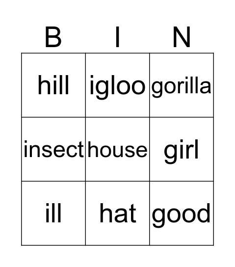 G-I Bingo Card