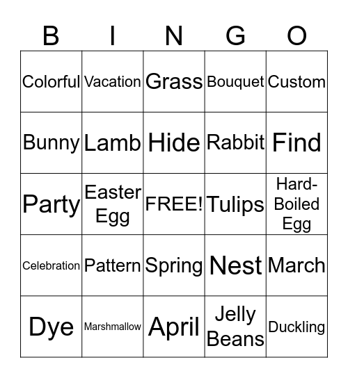 Deer Park Gardens Easter Bingo! Bingo Card