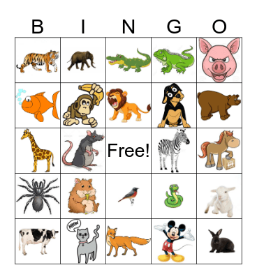 Animals Bingo Card