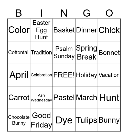 Deer Park Gardens Easter Bingo! Bingo Card