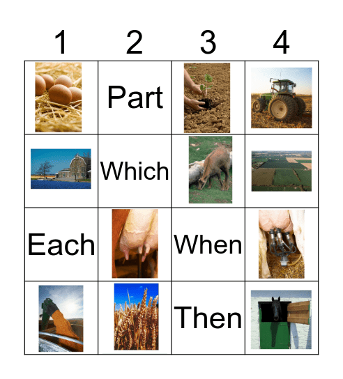 Boerderij 4x4 Bingo Card