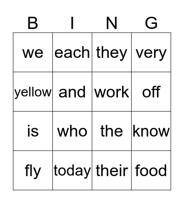 Bingo Card