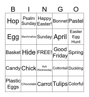 Deer Park Gardens Easter Bingo! Bingo Card