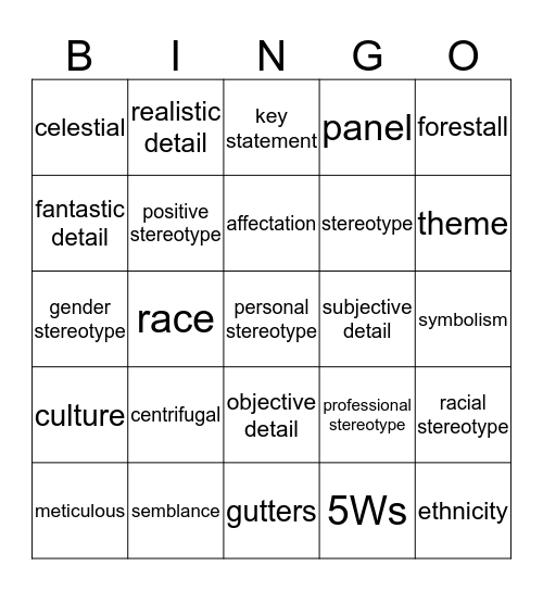 Review Bingo Card