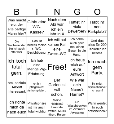 WG-Casting Bingo Card