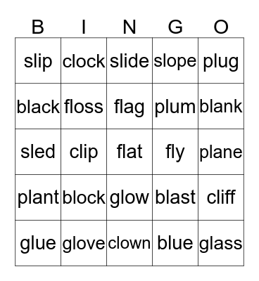 L Blends Bingo Card