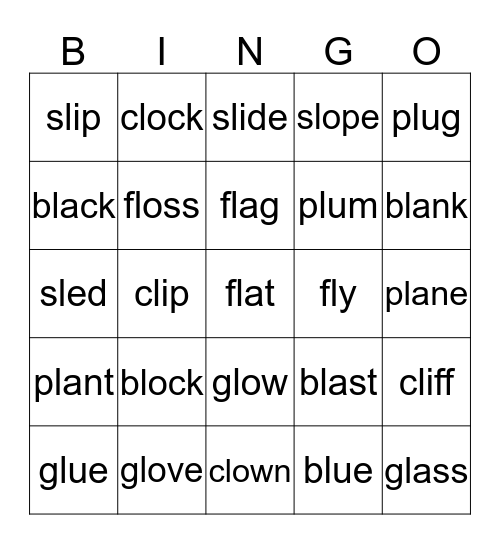 L Blends Bingo Card
