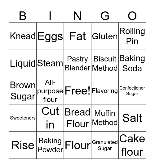 Art of Baking Bingo Card