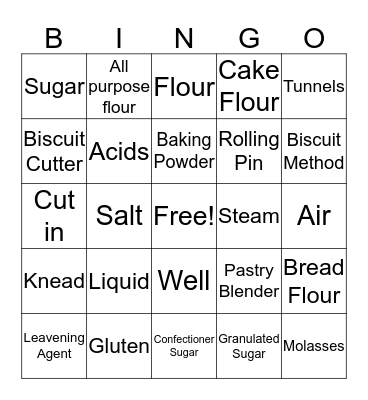 Art of Baking Bingo Card