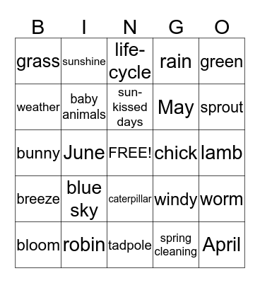 SPRING  BINGO    Bingo Card