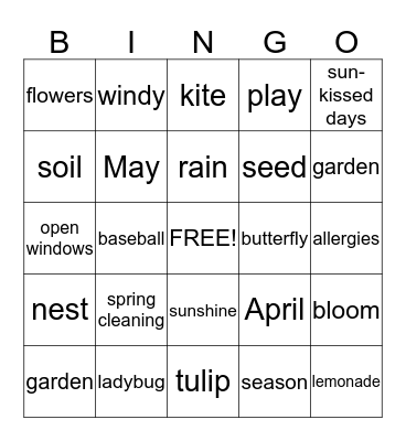 SPRING  BINGO    Bingo Card