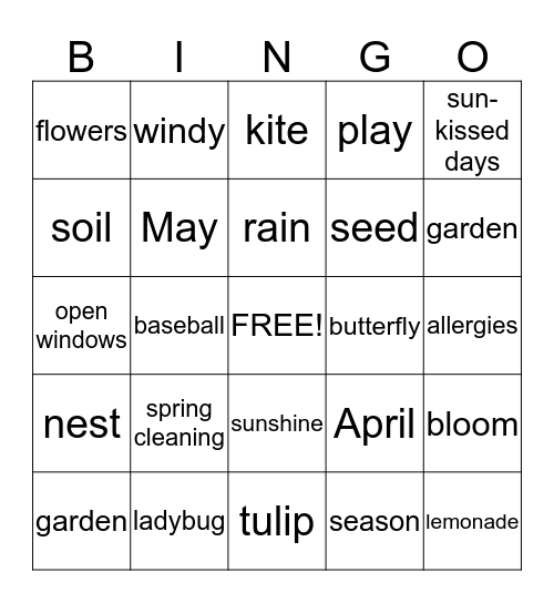 SPRING  BINGO    Bingo Card