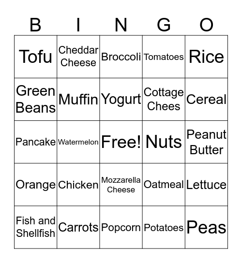 Grocery Bingo Card
