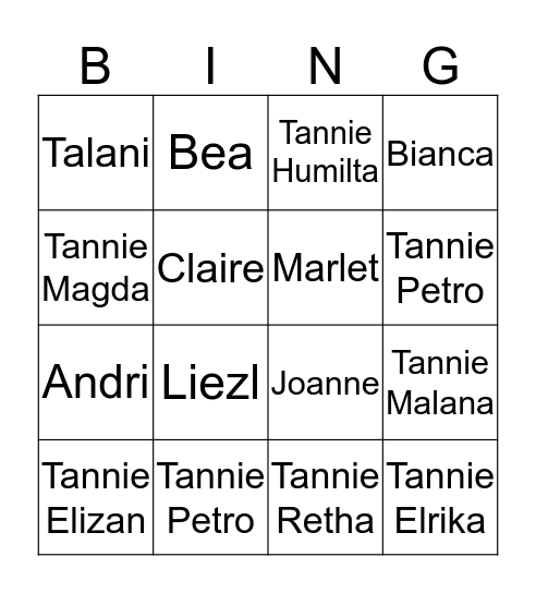 Anke kitchen tea Bingo Card