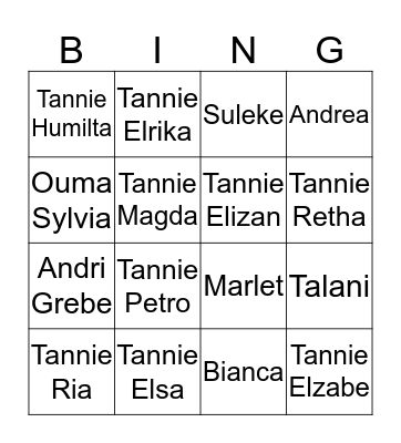 Anke kitchen tea Bingo Card