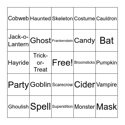 Halloween Bingo Card