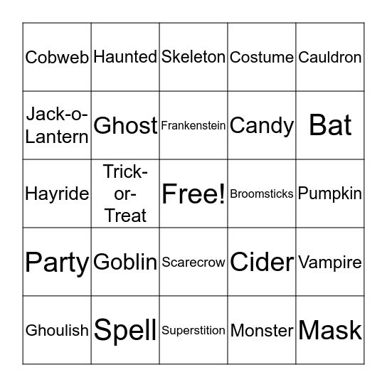 Halloween Bingo Card