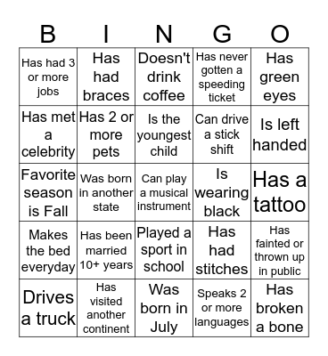 Find Someone Who... Bingo Card