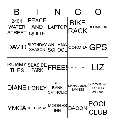 KATHIE'S 60TH BIG CHILL B-DAY WEEKEND Bingo Card