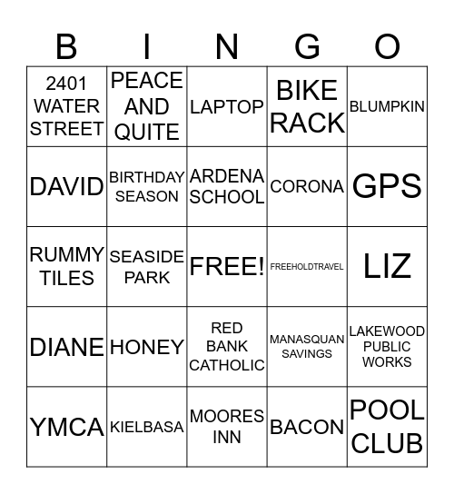 KATHIE'S 60TH BIG CHILL B-DAY WEEKEND Bingo Card