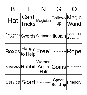 The Magic of Service BINGO Card